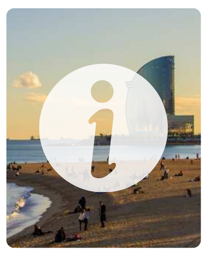 Icono información y playa de la Barceloneta